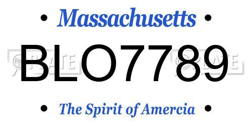BLO7789 Massachusetts License Plate