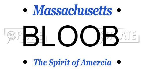 BLOOB Massachusetts License Plate