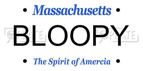 BLOOPY Massachusetts License Plate