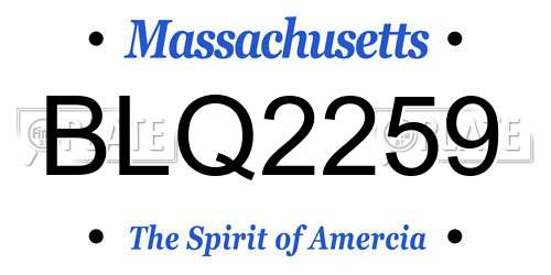 BLQ2259 Massachusetts License Plate