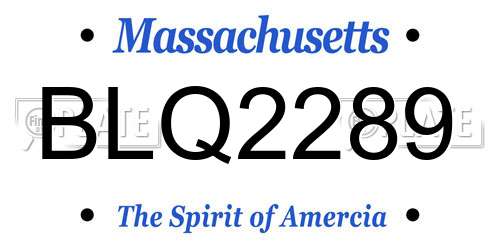 BLQ2289 Massachusetts License Plate