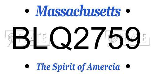 BLQ2759 Massachusetts License Plate