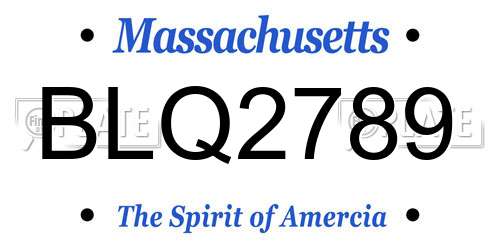 BLQ2789 Massachusetts License Plate