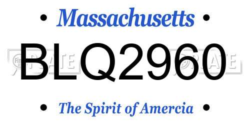 BLQ2960 Massachusetts License Plate