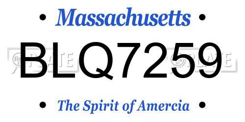 BLQ7259 Massachusetts License Plate
