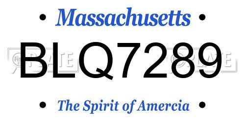 BLQ7289 Massachusetts License Plate