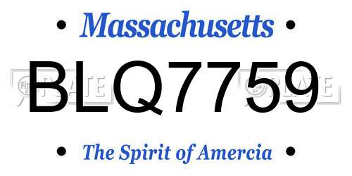 BLQ7759 Massachusetts License Plate