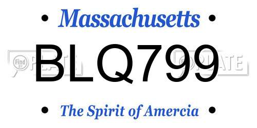 BLQ799 Massachusetts License Plate