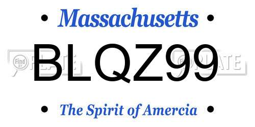 BLQZ99 Massachusetts License Plate