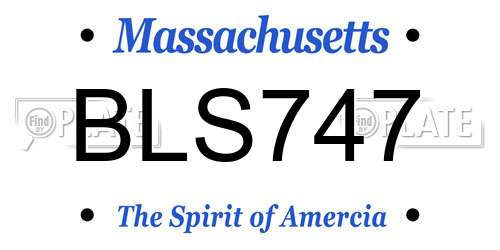 BLS747 Massachusetts License Plate
