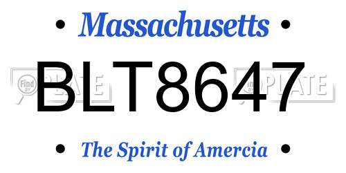 BLT8647 Massachusetts License Plate