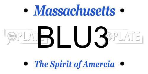 BLU3 Massachusetts License Plate