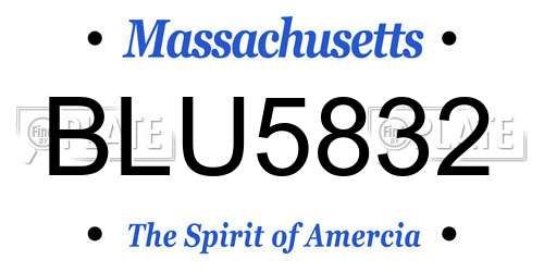 BLU5832 Massachusetts License Plate