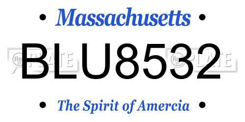 BLU8532 Massachusetts License Plate