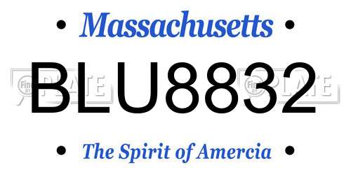 BLU8832 Massachusetts License Plate