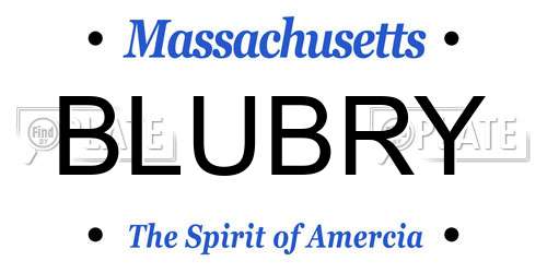 BLUBRY Massachusetts License Plate