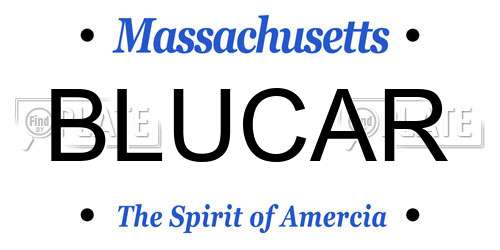 BLUCAR Massachusetts License Plate