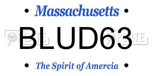 BLUD63 Massachusetts License Plate