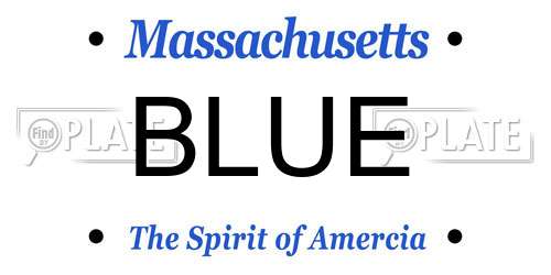 BLUE Massachusetts License Plate