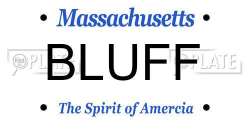 BLUFF Massachusetts License Plate