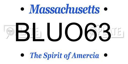 BLUO63 Massachusetts License Plate