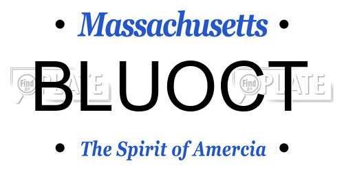 BLUOCT Massachusetts License Plate