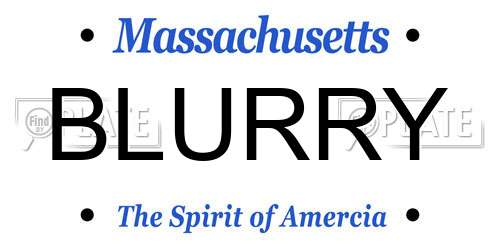BLURRY Massachusetts License Plate