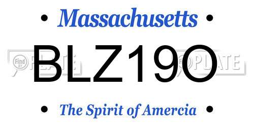BLZ19O Massachusetts License Plate