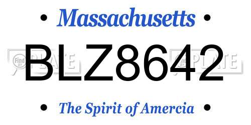 BLZ8642 Massachusetts License Plate