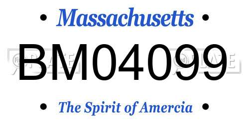 BM04099 Massachusetts License Plate