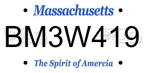 BM3W419 Massachusetts License Plate
