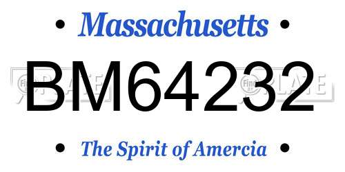 BM64232 Massachusetts License Plate