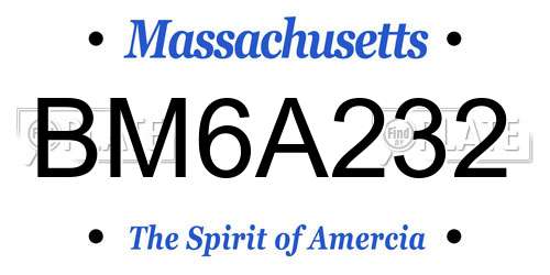 BM6A232 Massachusetts License Plate
