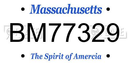 BM77329 Massachusetts License Plate