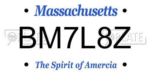 BM7L8Z Massachusetts License Plate