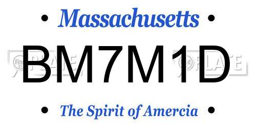 BM7M1D Massachusetts License Plate