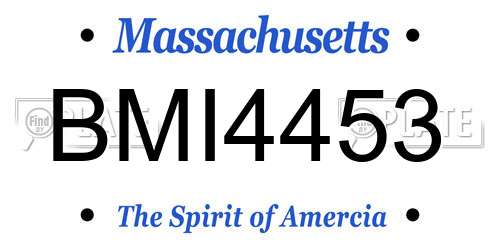 BMI4453 Massachusetts License Plate