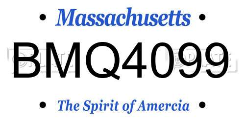 BMQ4099 Massachusetts License Plate