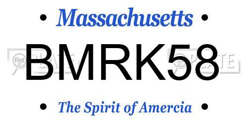 BMRK58 Massachusetts License Plate