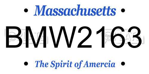 BMW2163 Massachusetts License Plate