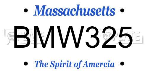 BMW325 Massachusetts License Plate
