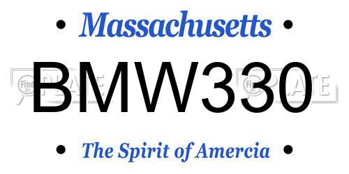 BMW330 Massachusetts License Plate