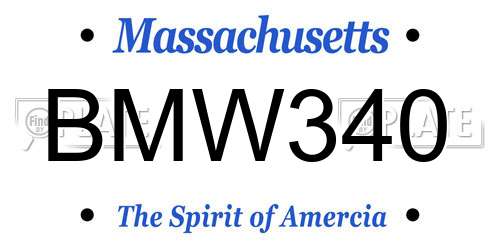 BMW340 Massachusetts License Plate