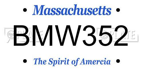BMW352 Massachusetts License Plate