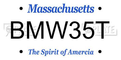 BMW35T Massachusetts License Plate