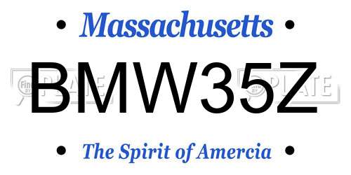BMW35Z Massachusetts License Plate