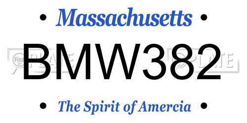 BMW382 Massachusetts License Plate