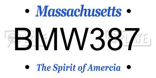 BMW387 Massachusetts License Plate