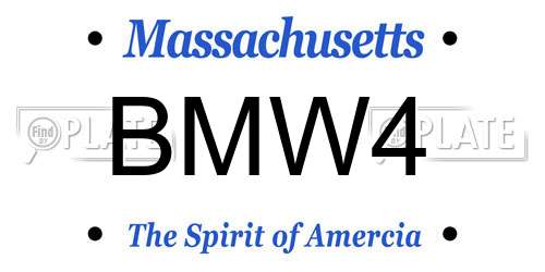 BMW4 Massachusetts License Plate