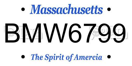BMW6799 Massachusetts License Plate